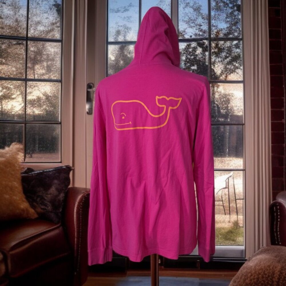 VINEYARD VINES (MED) Pink Long Sleeve Hooded Cotton Top - Picture 3 of 8